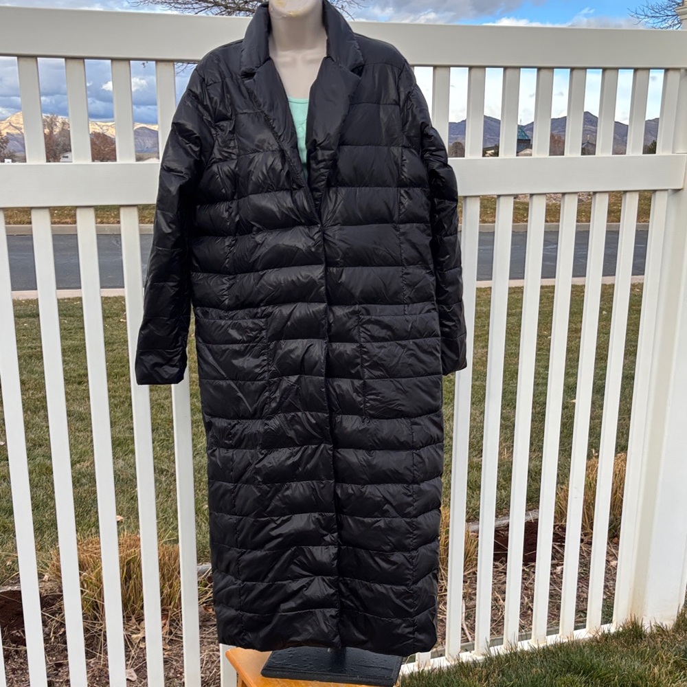 Michael Michael Kors Long Black Down & Poly Size L Coat